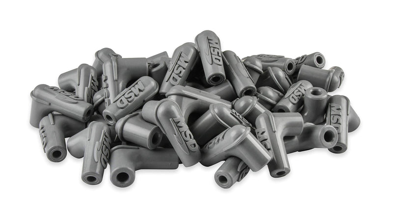 34514 MSD Boots, 90 Degree Logo Spark Plug, Gray Silicone 50EA