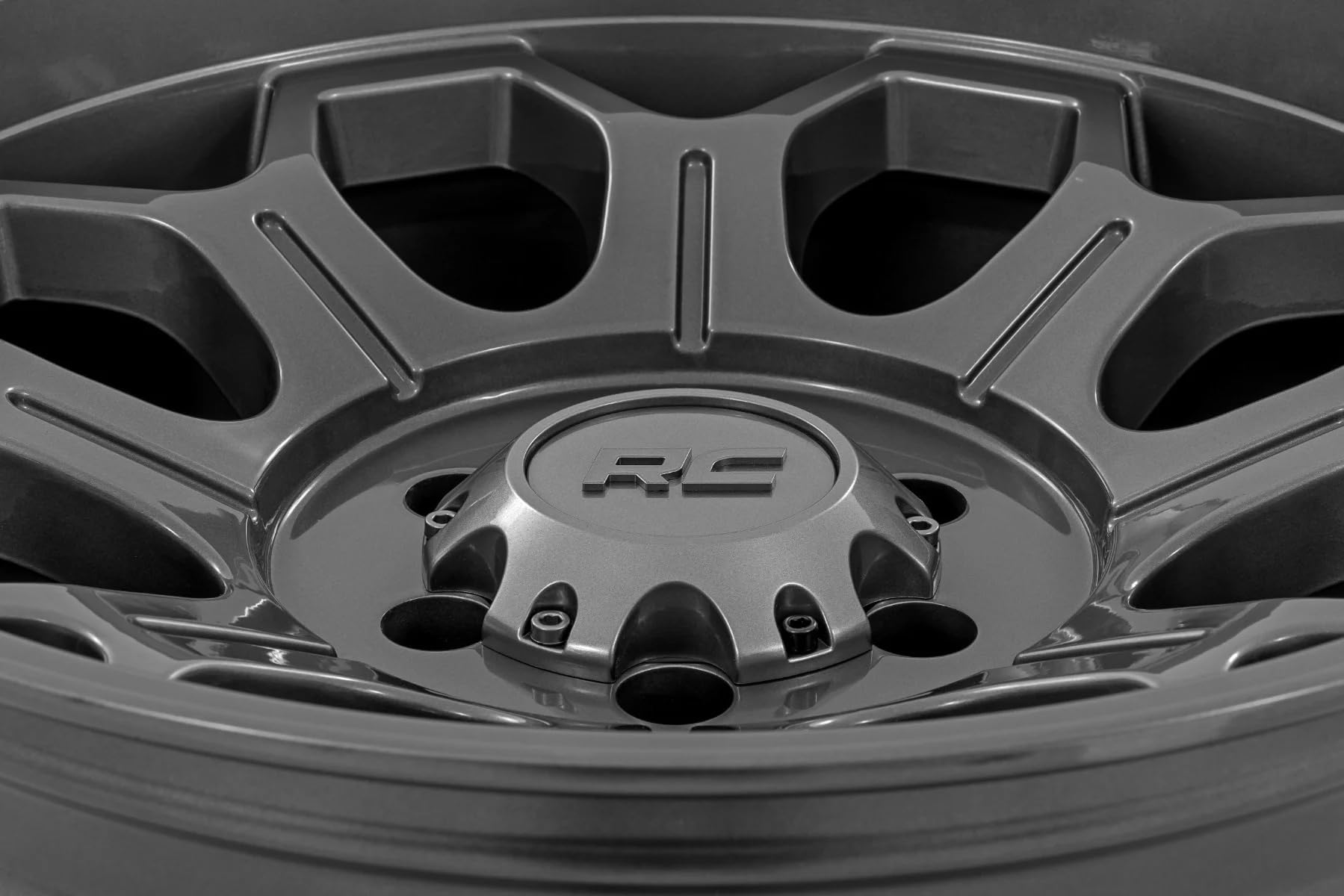 77 Series Rough Country One-Piece Aluminum Wheel - 20x9, 6x5.5" Bolt Pattern, 0mm Offset, Gun Metal Gray