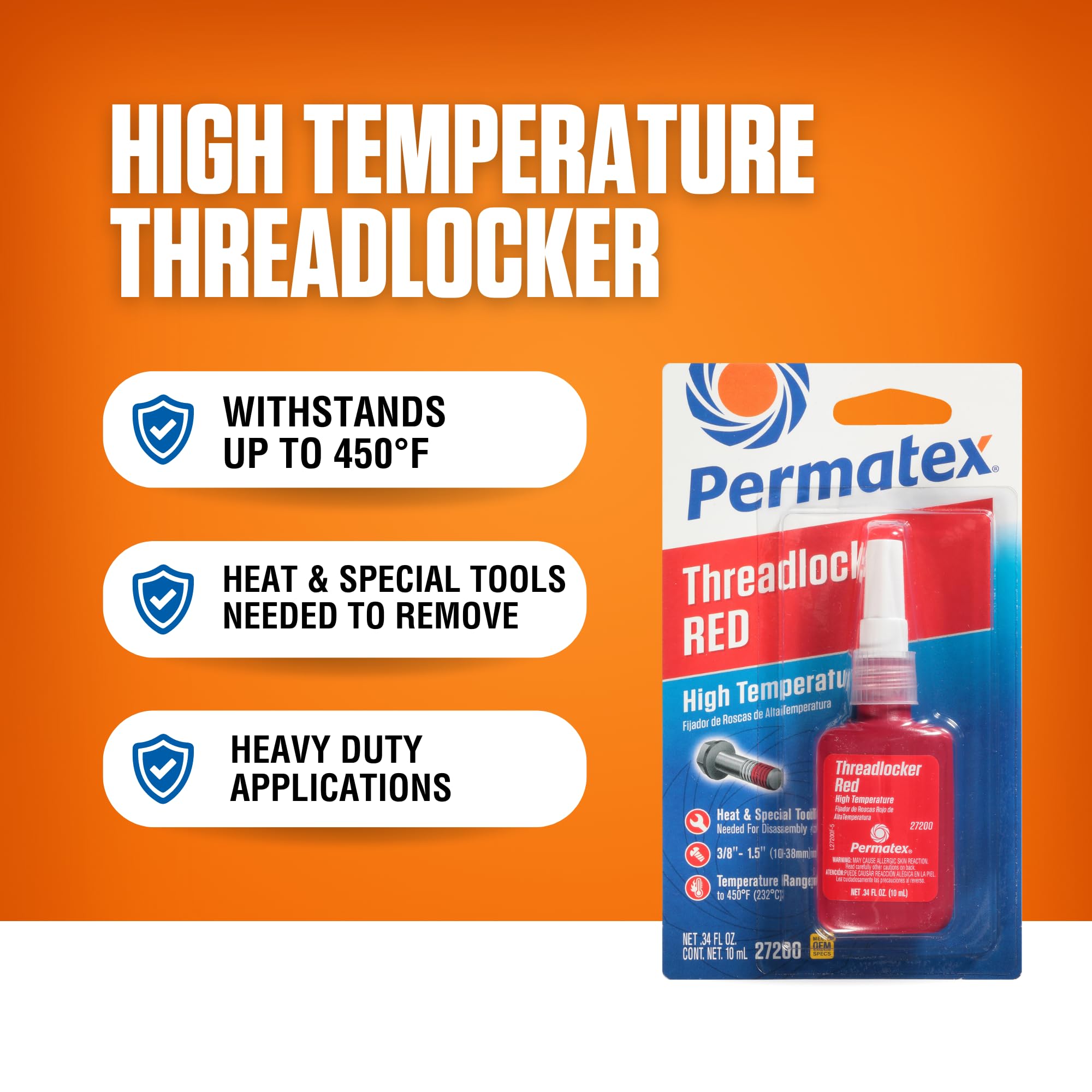 Permatex Hiigh Temperature Threadlocker Red, 10 ml