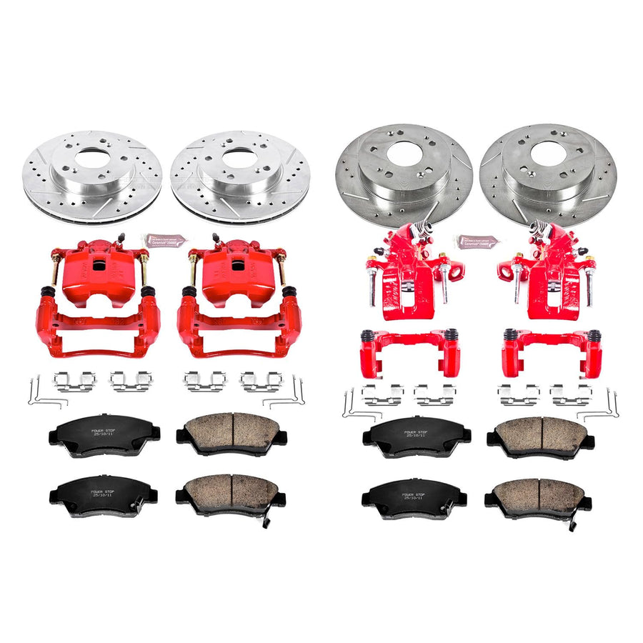 Power Stop 1-Click Performance Brake Kit with Caliper For Honda Civic KC4276 2009-2011 [Model Specific]
