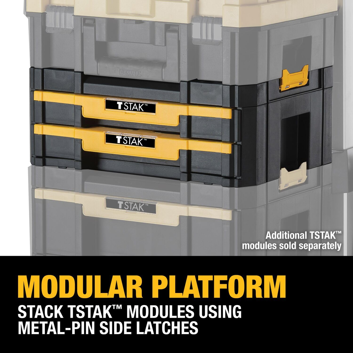 TSTAK DEWALT Tool Storage Organizer with Double Drawers, Holds Up to 16.5 lbs. (DWST17804)