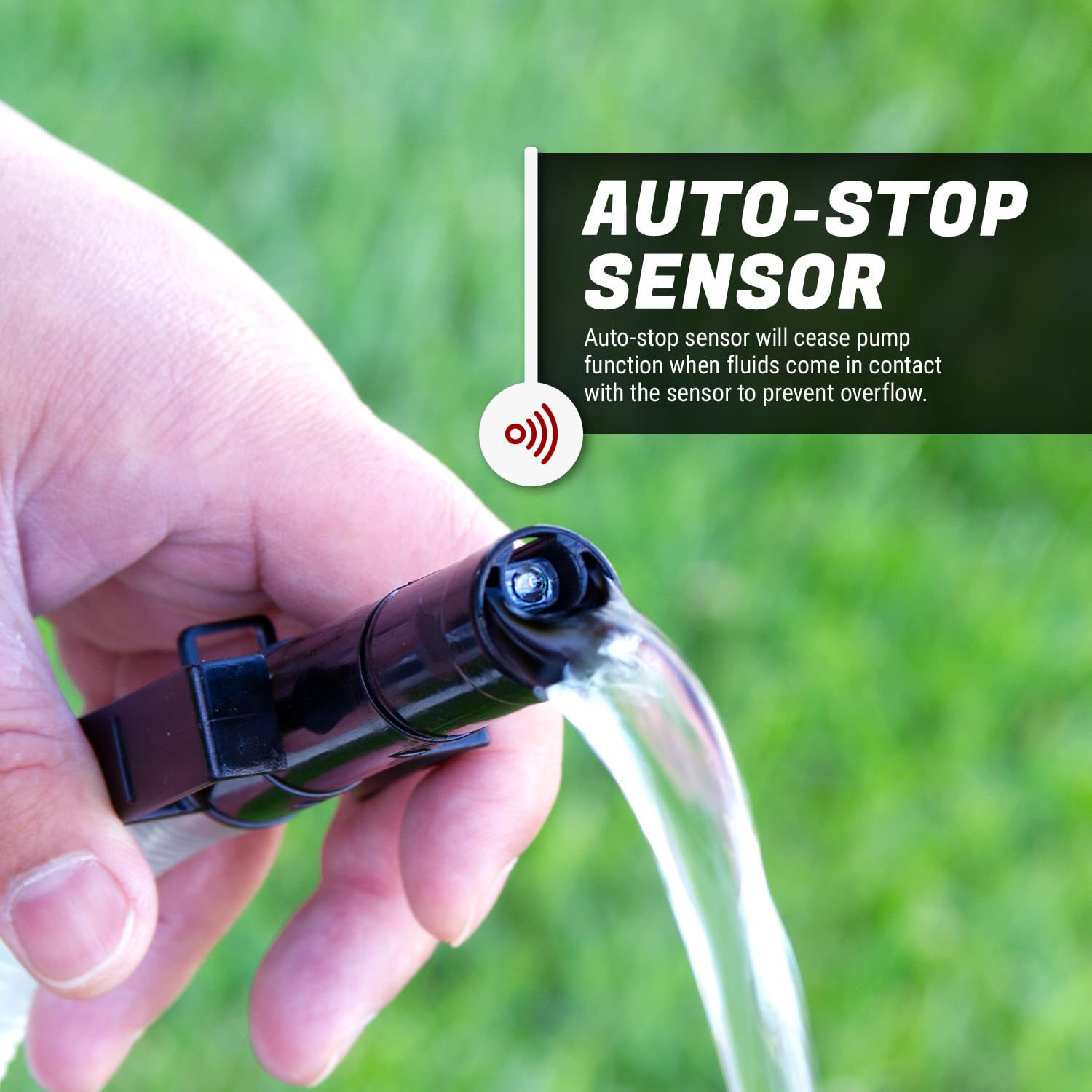 Chemical Resistant TERA PUMP Battery Powered Fuel Transfer Pump (2.3 GPM) for Methanol, Ethanol, DEF, Window Washer Fluid with Auto Stop Sensor, 4.25ft Outtake Hose