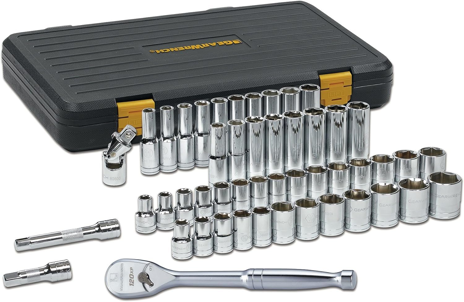 49 Pc. GEARWRENCH 1/2" Drive 6 Pt. 120XP Mechanics Tool Set, Standard & Deep, SAE/Metric - 80700P