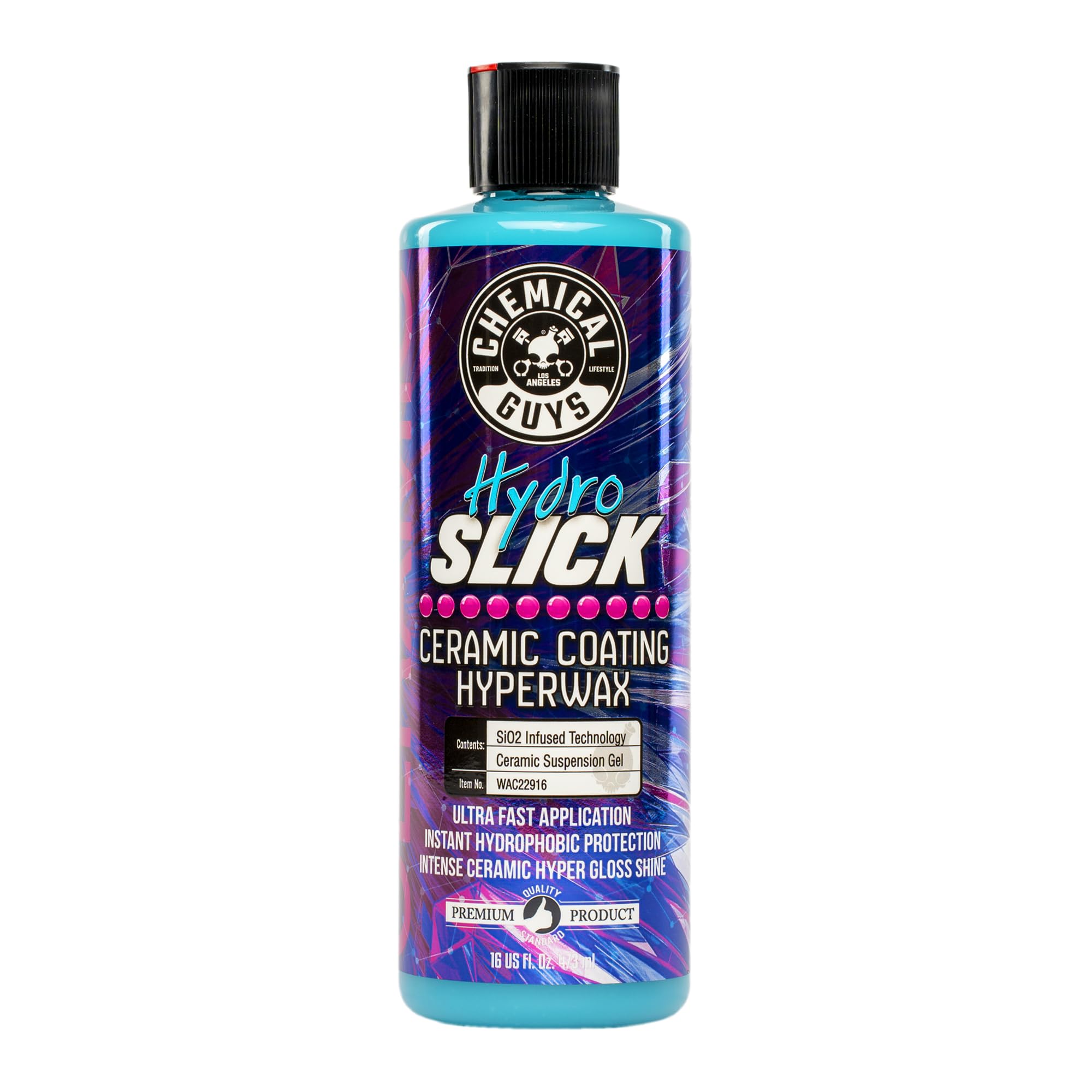 Chemical Guys HydroSlick SiO2 Intense Gloss Ceramic Coating HyperWax - High Shine and Long-Lasting Protection, Ceramic Coating for Cars, Safe for Trucks, SUVs, Motorcycles, RVs, and More - 16 fl oz