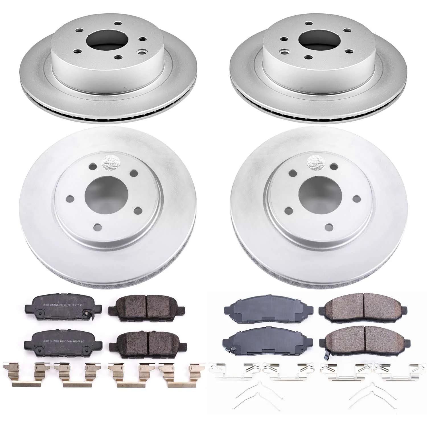 Power Stop Z17 CRK8272 Front and Rear Coated Rotor Brake Kit-Coated Rotors and Ceramic Brake Pads For Nissan LEAF 2011-2014 [Model Specific]