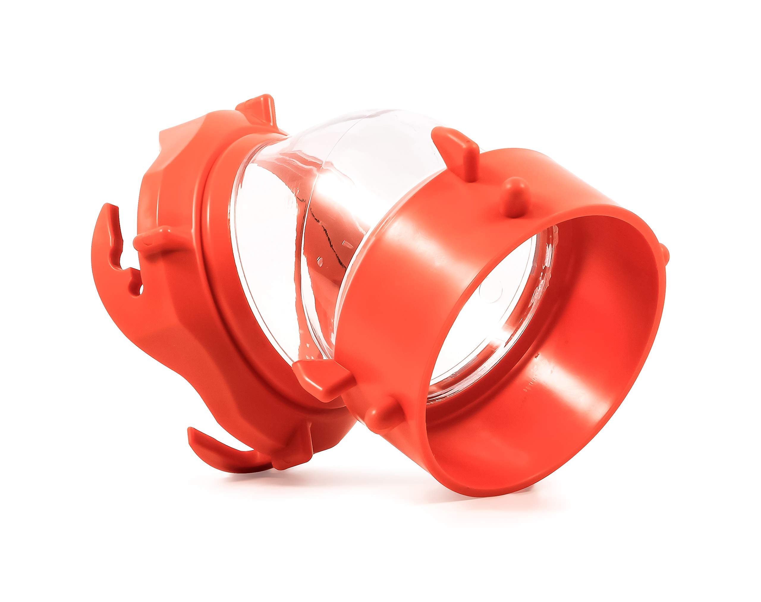 Camco 45-Degree RhinoFLEX Clear RV/Camper Sewer Hose Swivel Fitting - Features a Swivel Lug Fitting & a 4-Prong Bayonet Fitting - Made of Heavy-Duty Resin (39847)
