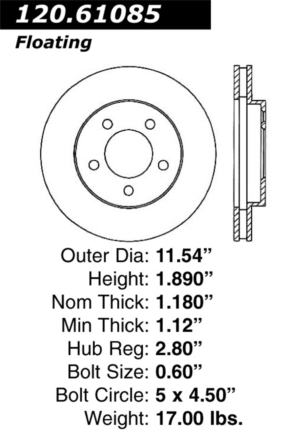 Sport StopTech 128.61085R Cross Drilled Brake Rotor (Front Right), 1 Pack