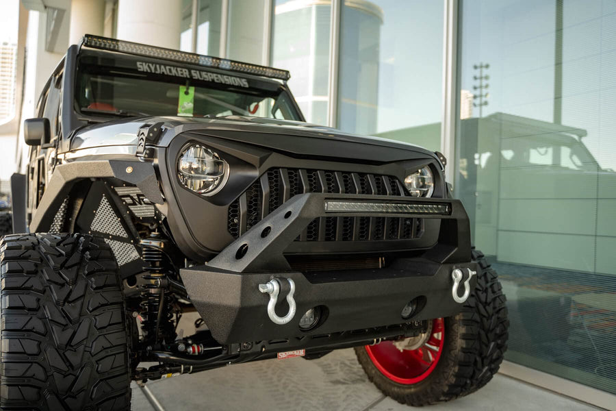 GRJL-01 | DV8 Offroad | ABS Grill Shell fits 2018-Current Wrangler JL and 2020-Current Gladiator JT | Aggressive Design | Customizable Flat Black Finish