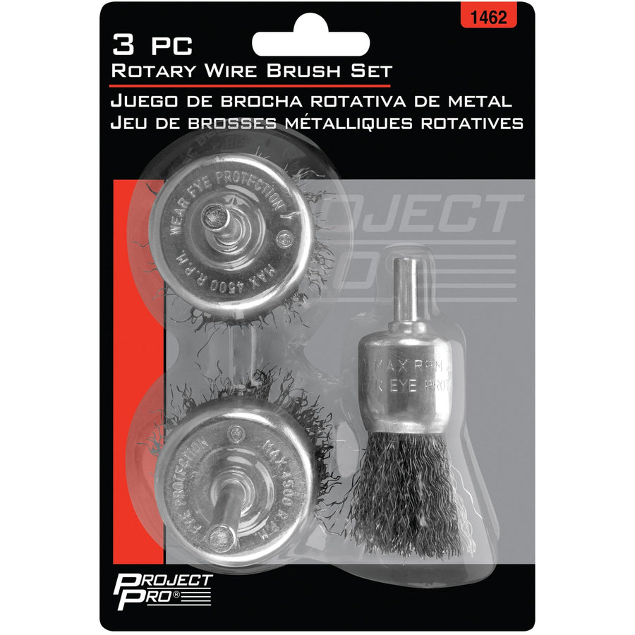 1ea Performance Tool 1462 1-Inch and 2ea 3-Inch Cup Brushes - Heavy Duty Wire Brushes for Cleaning, Deburring, and Surface Preparation on Metal
