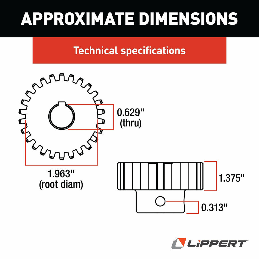 26 Tooth Lippert Components Crown Gear - 12 DP/14.5 PA