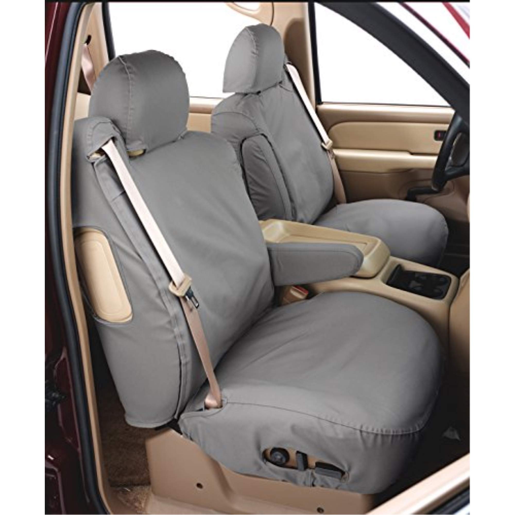 Covercraft SeatSaver Custom Fit Front Row Seat Cover for Select Cadillac/Chevrolet/GMC Models - Polycotton (Grey)