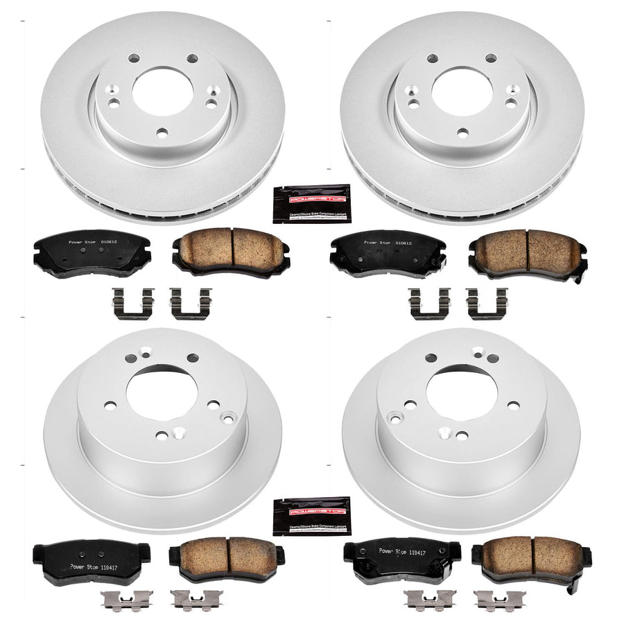 Coated Power Stop CRK4449 Brake Rotor & Ceramic Brake Pads- front & rear