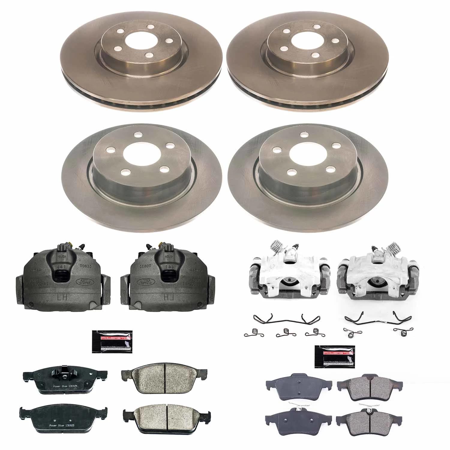 Power Stop KCOE8174 Front and Rear Brake Caliper Kit- Brake Rotors, Brake Pads & Calipers For Ford Transit Connect 2018-2023 [Model Specific]