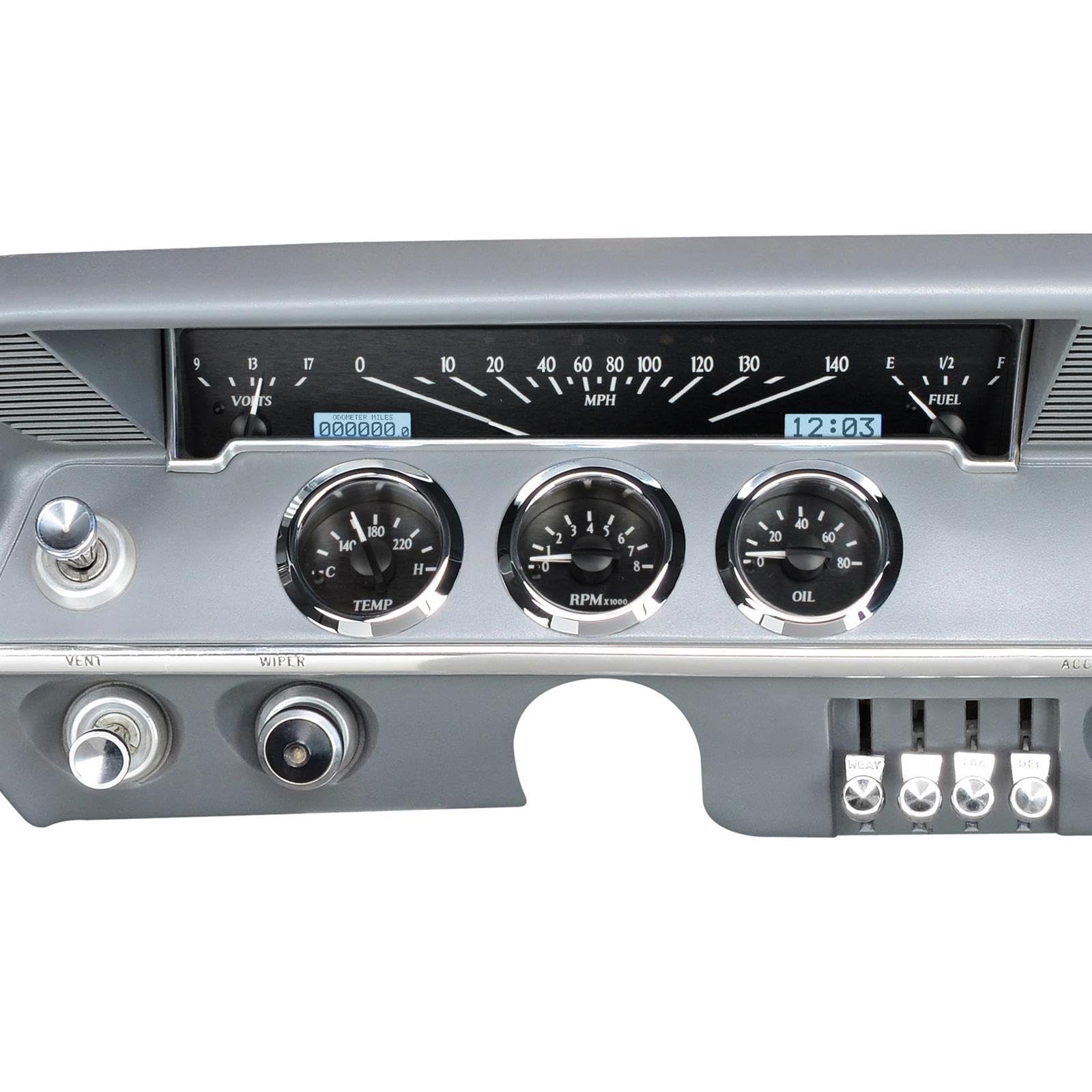 Dakota Digital 61 62 Chevy Impala El Camino VHX-61C-IMP-K-W Analog Dash Gauges Black Alloy White
