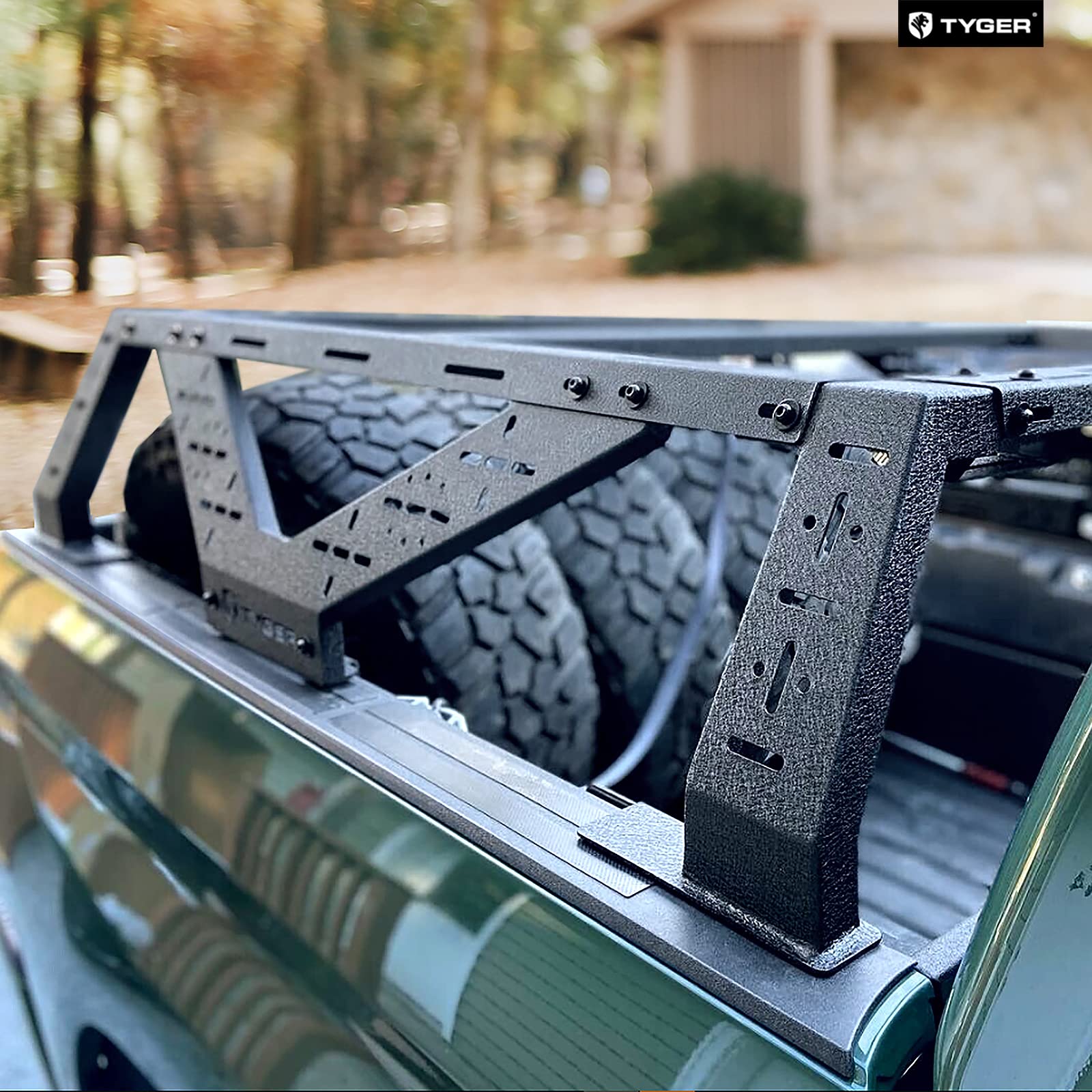 Tyger Auto Overland Plate Style Bed Rack for Full-Size Pickup Trucks | Compatible with Ram 1500 & HD, Ford F-Series, Silverado, Sierra, Titan & XD (see image for size chart) | TG-BK2U55637, Black