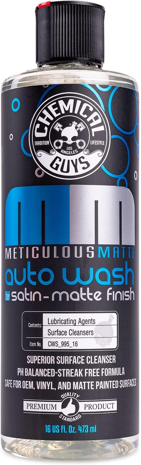 Chemical Guys Meticulous Matte Car Wash Soap – High Foaming Car Foam Soap for Foam Cannons, Guns and Buckets – Safe for Satin and Matte Paint Finishes, Scratch Free Cleaning, 16 oz Bubble Gum Scent