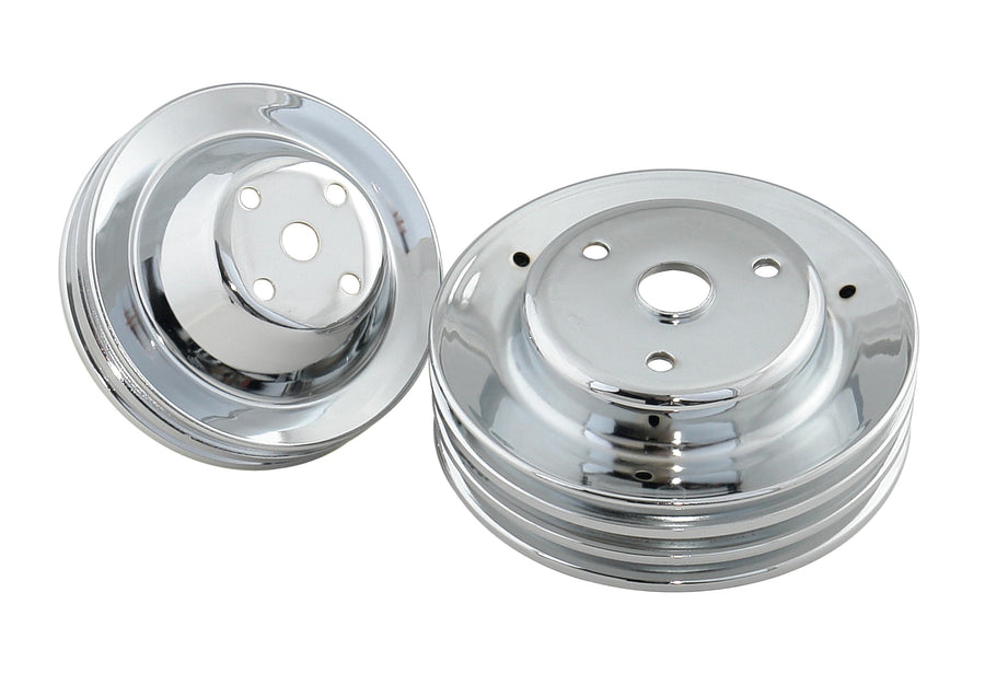 Chrome Pulley Set Mr. Gasket Sb Chev