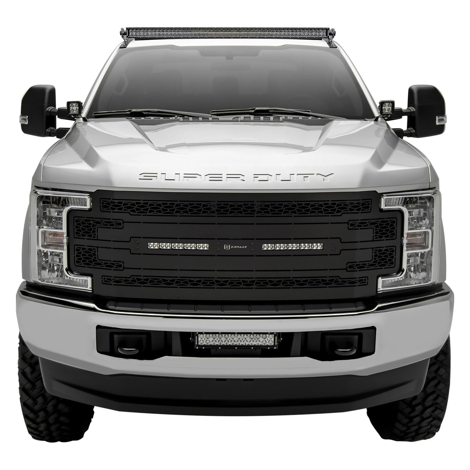 ZROADZ LED Bar Kit Front Roof Mounted - Compatible w/ 2017-2022 ALL Ford F-250, F-350, F-450, F-550 Complete Kit with Mounting Brackets, 52" Curved Zroadz Led bar & Wiring Harness- PN #Z335471-KIT