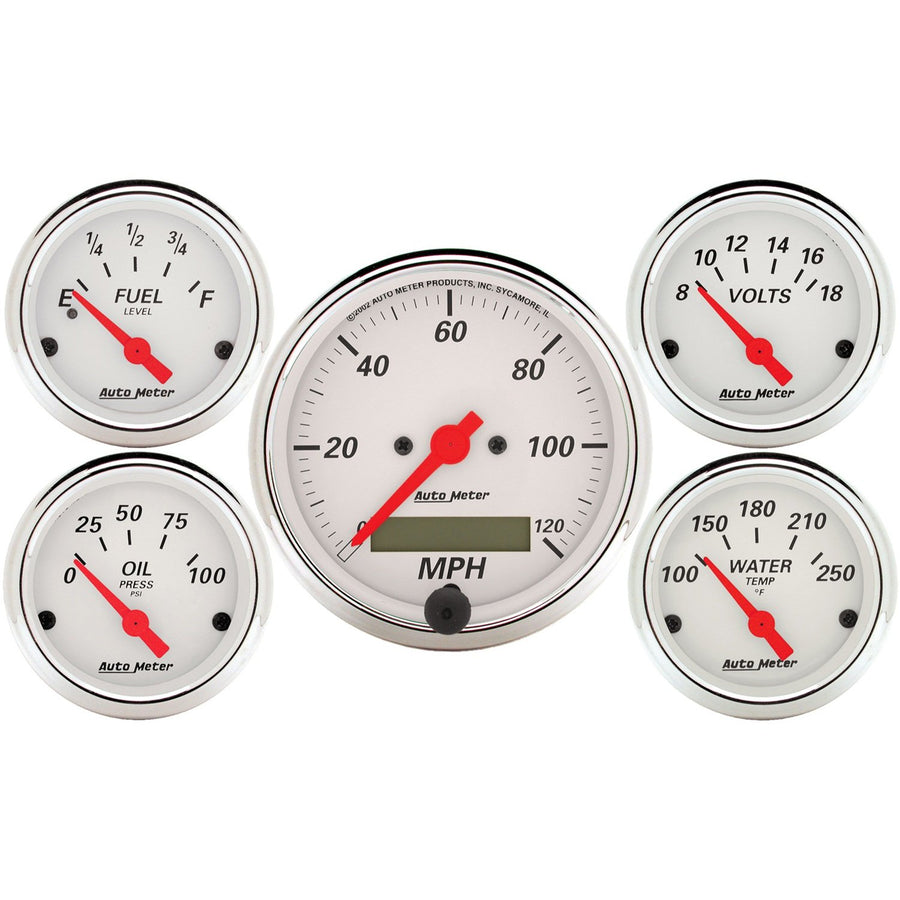 Arctic White Auto Meter 1302 Street Rod Kit