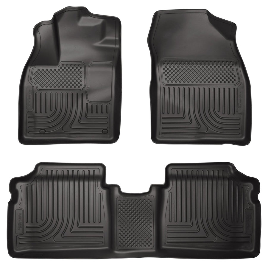 Husky Liners Floor Mats Weatherbeater | Fits 2012-2015 Toyota Prius Plug - in | Front & 2nd Row, 3-pc Black - 98931