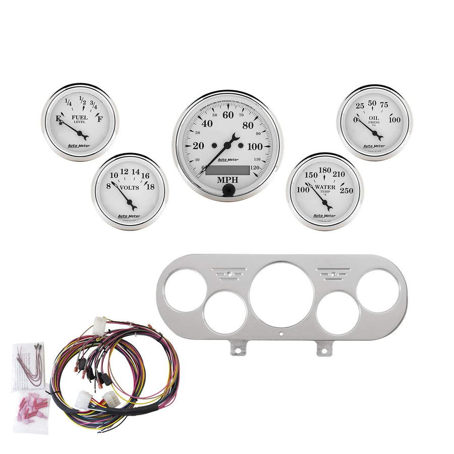 Gauge Kit AutoMeter 7044-OTW, 5 Pc, Nova 62-65, Mph/Fuel/Oilp/Wtmp/Bat, OTW