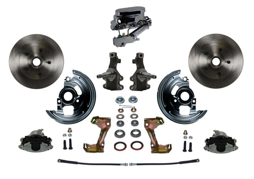 BRAKES LEED Manual Front Disc Brake Conversion 2" Drop Spindle With Chrome Aluminum Flat Top M/C Disc/Disc Side Mount