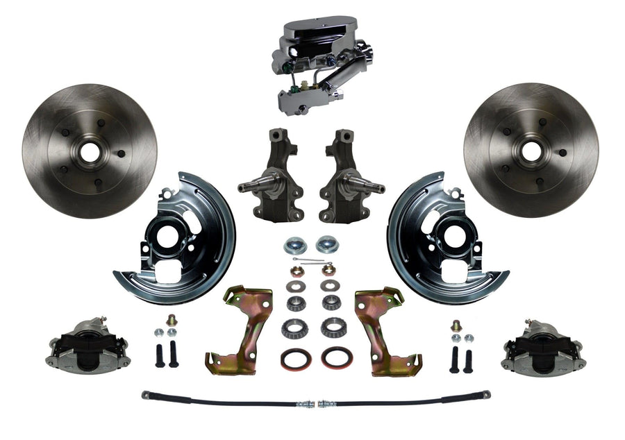 2" Drop Spindle Manual Front Disc Brake Conversion With Chrome Aluminum Flat Top M/C Disc/Disc Side Mount