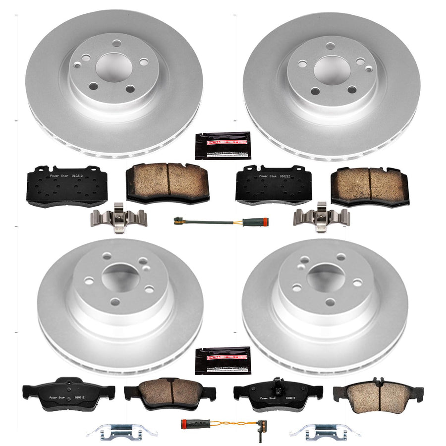Power Stop CRK6602 Z23 Evolution Geomet Coated Brake Kit Front and Rear and 1 Front & 1 Rear Sensor Wires For Mercedes-Benz CLS550 2007-2011 [Model Specific]