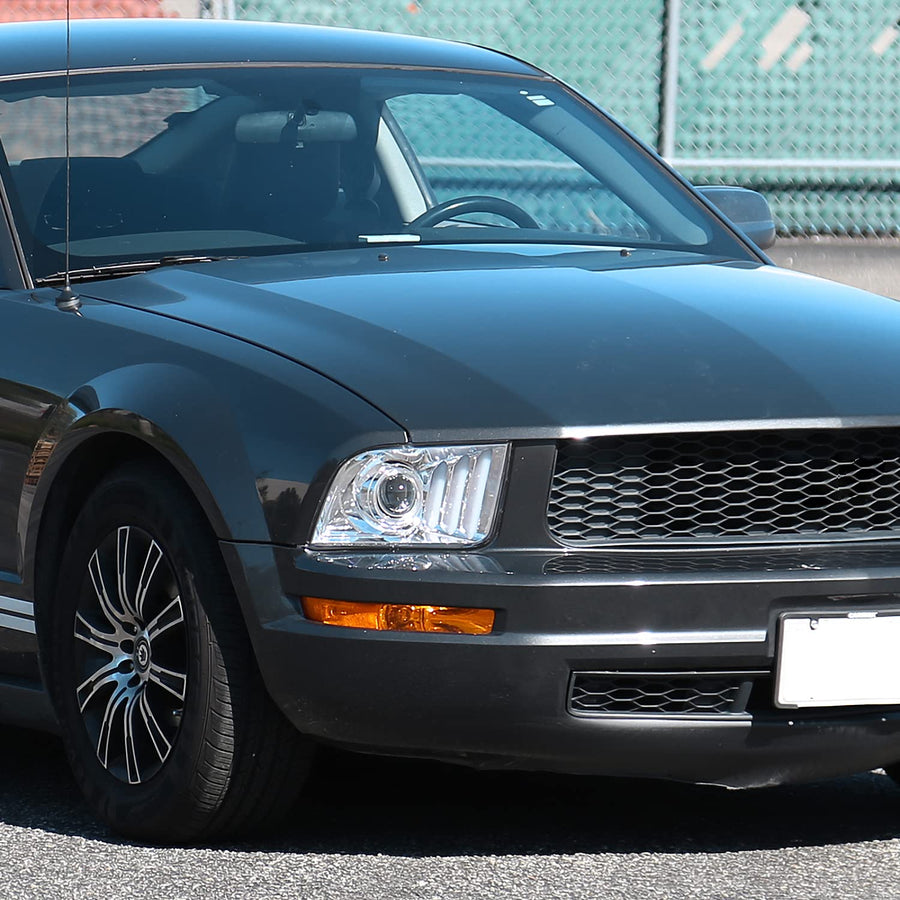 Chrome Projector Headlights SPEC-D TUNING Compatible with 2005-2009 Ford Mustang, Left + Right Pair Headlamps Assembly