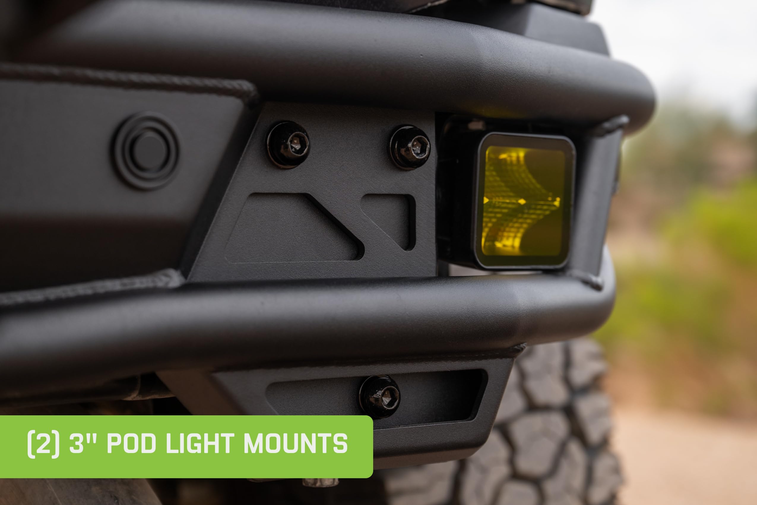 Rear Tube Bumper DV8 Offroad for 2021-2025 Ford Bronco | Sleek Prerunner Type Design | (2) 3" Pod Light Mounts | Durable Steel Construction | Micro-Texture Powder Coated Finish | Fully Bolt-On Design