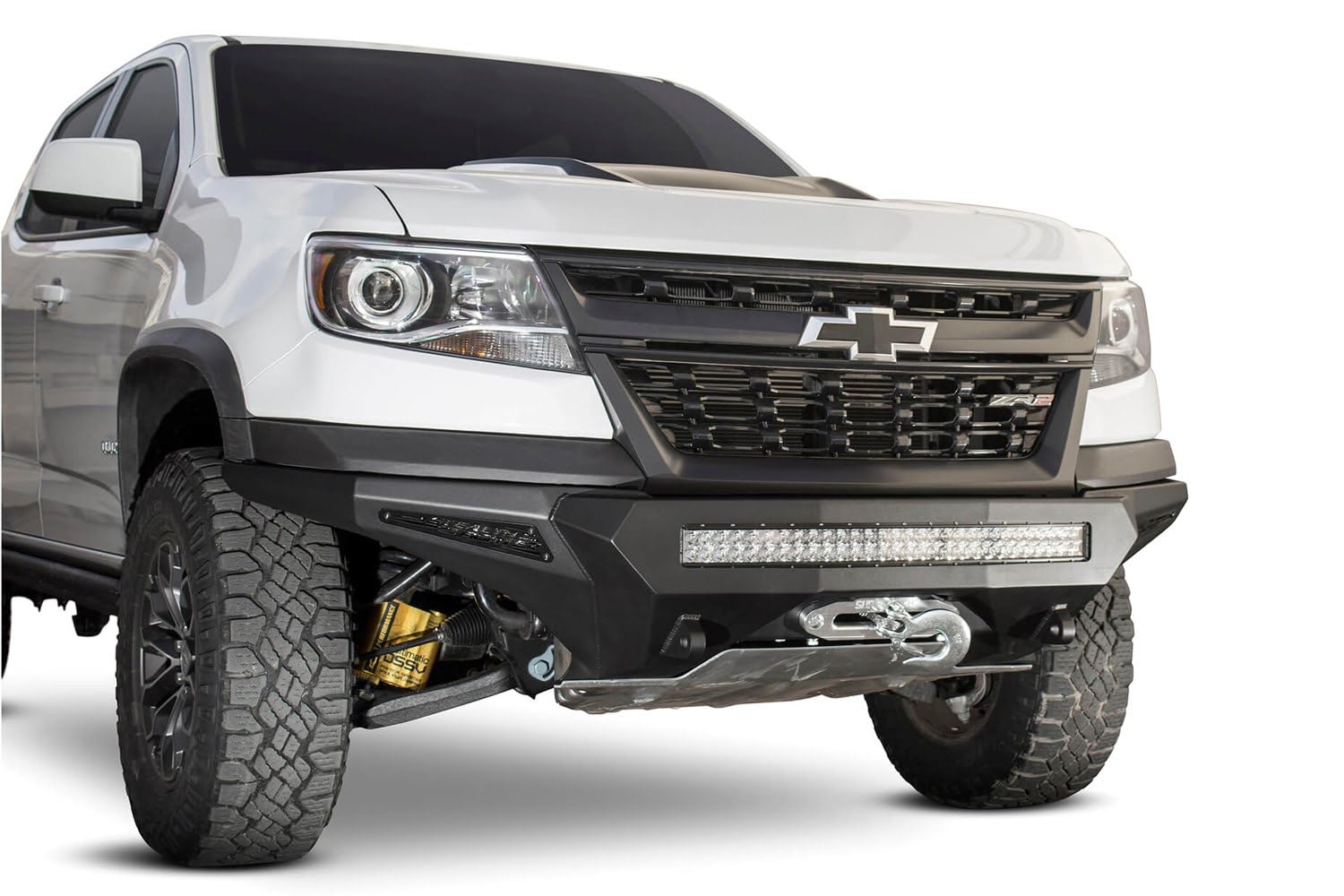 Stealth Fighter Front Bumper Addictive Desert Designs F371202740103 Hammer Black Panel Color Satin Black w/Winch Mount