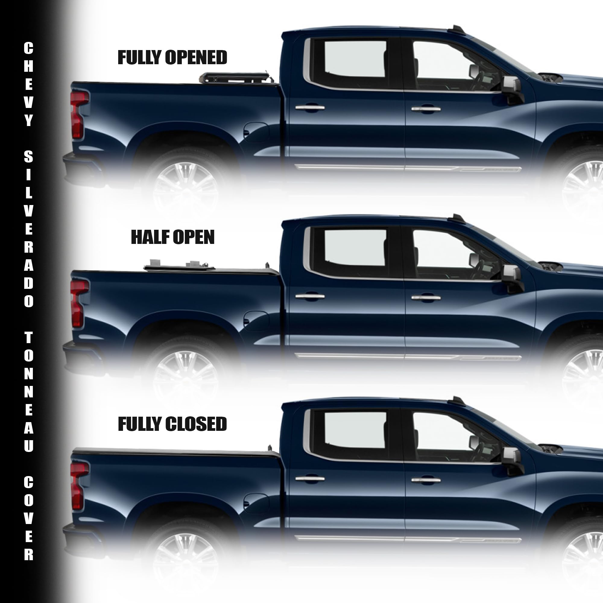 CoveRex Armordillo TFX Low Profile Flush Mount Hard Tri-Fold Truck Bed Tonneau Cover 7162266 Fits 2019-2024 Chevy Silverado GMC Sierra 1500/2022 LTD Limited 6.5 Ft (78") Bed