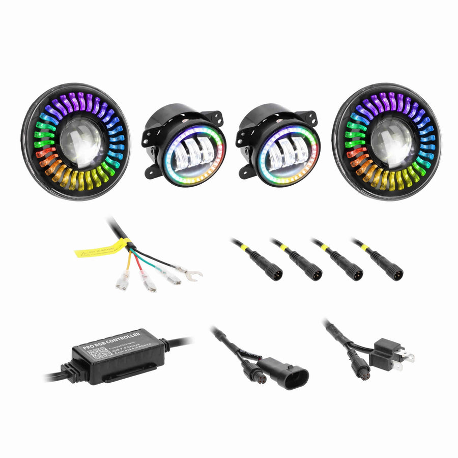 Metra - 7" Chasing RGB Projector lights & 4" Fog Lights w/Controller (JP-708RGBKT)