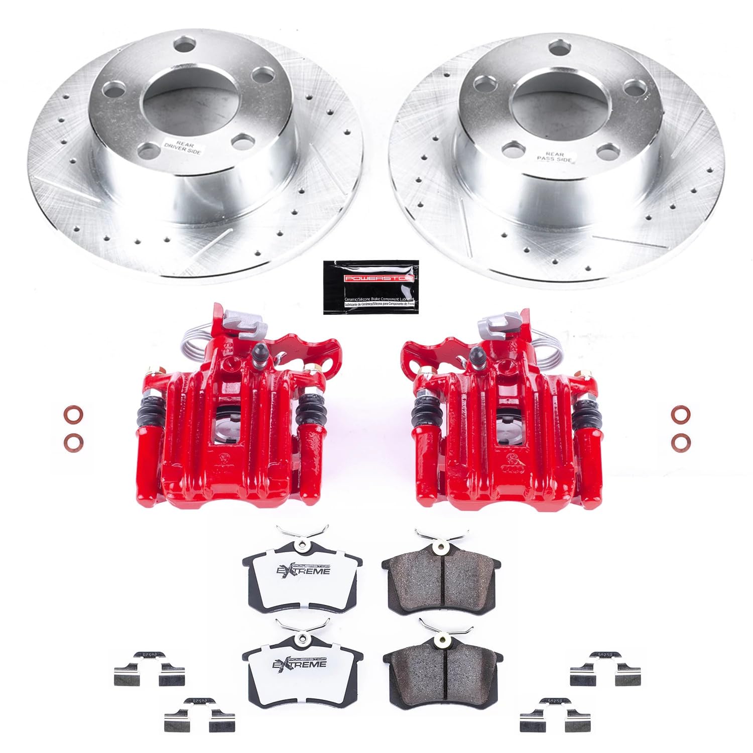 Power Stop Rear KC515-26 Z26 Street Warrior Brake Kit Audi Volkswagen For Audi A6 1998-2004, Volkswagen Passat 1998-2005 [Model Specific]