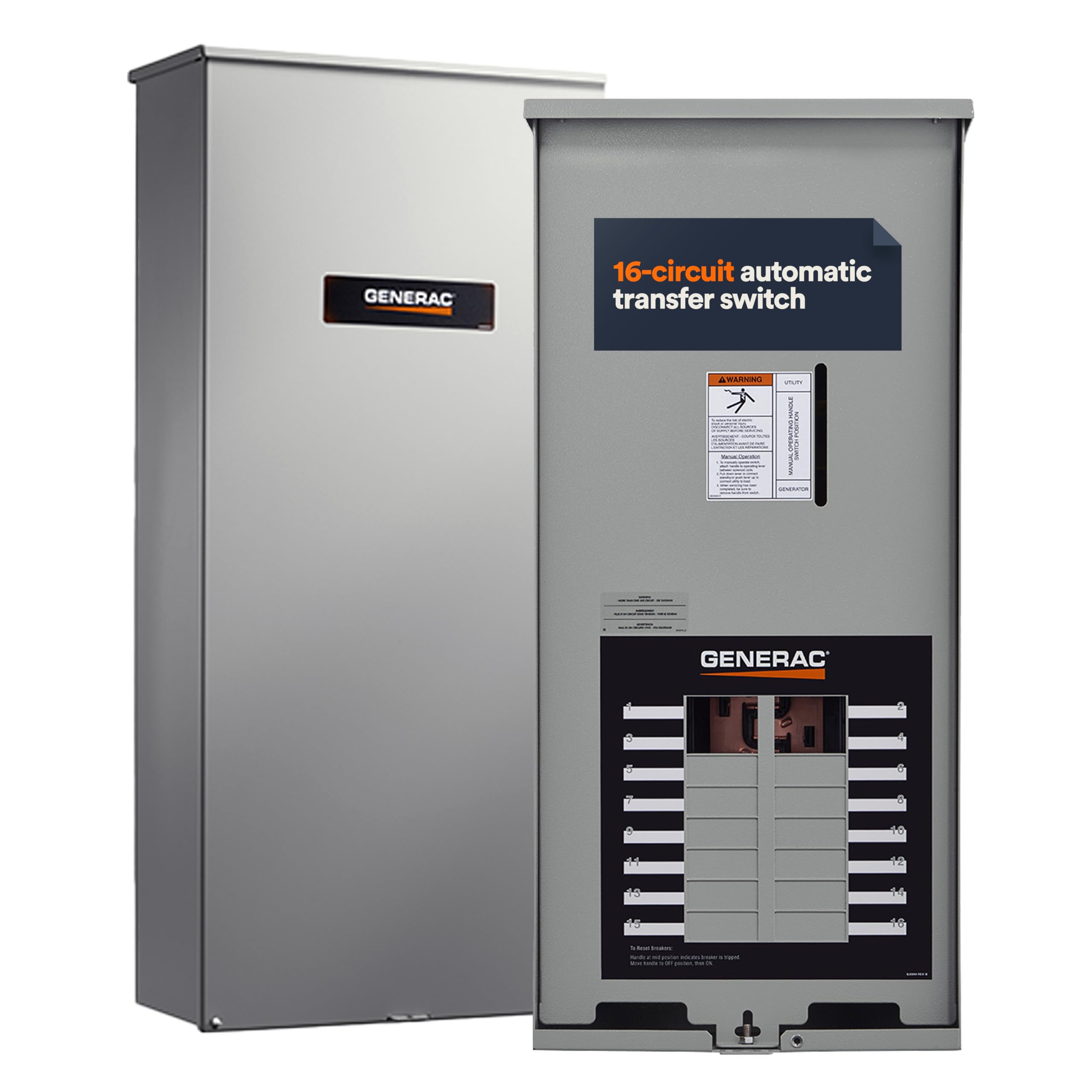 Generac 16-Circuit RXG16EZA3 100 Amp ATS - NEMA 3 CUL: Reliable Transfer Switch with Integrated Load Center for Essential Circuit Backup