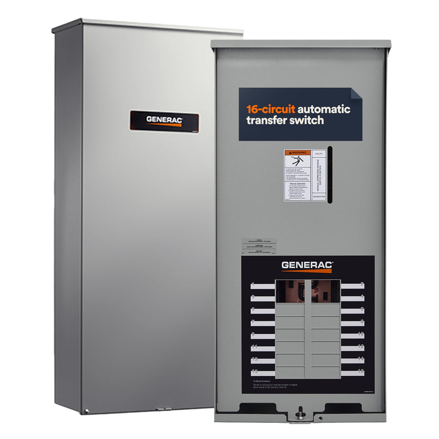 Generac 16-Circuit RXG16EZA3 100 Amp ATS - NEMA 3 CUL: Reliable Transfer Switch with Integrated Load Center for Essential Circuit Backup