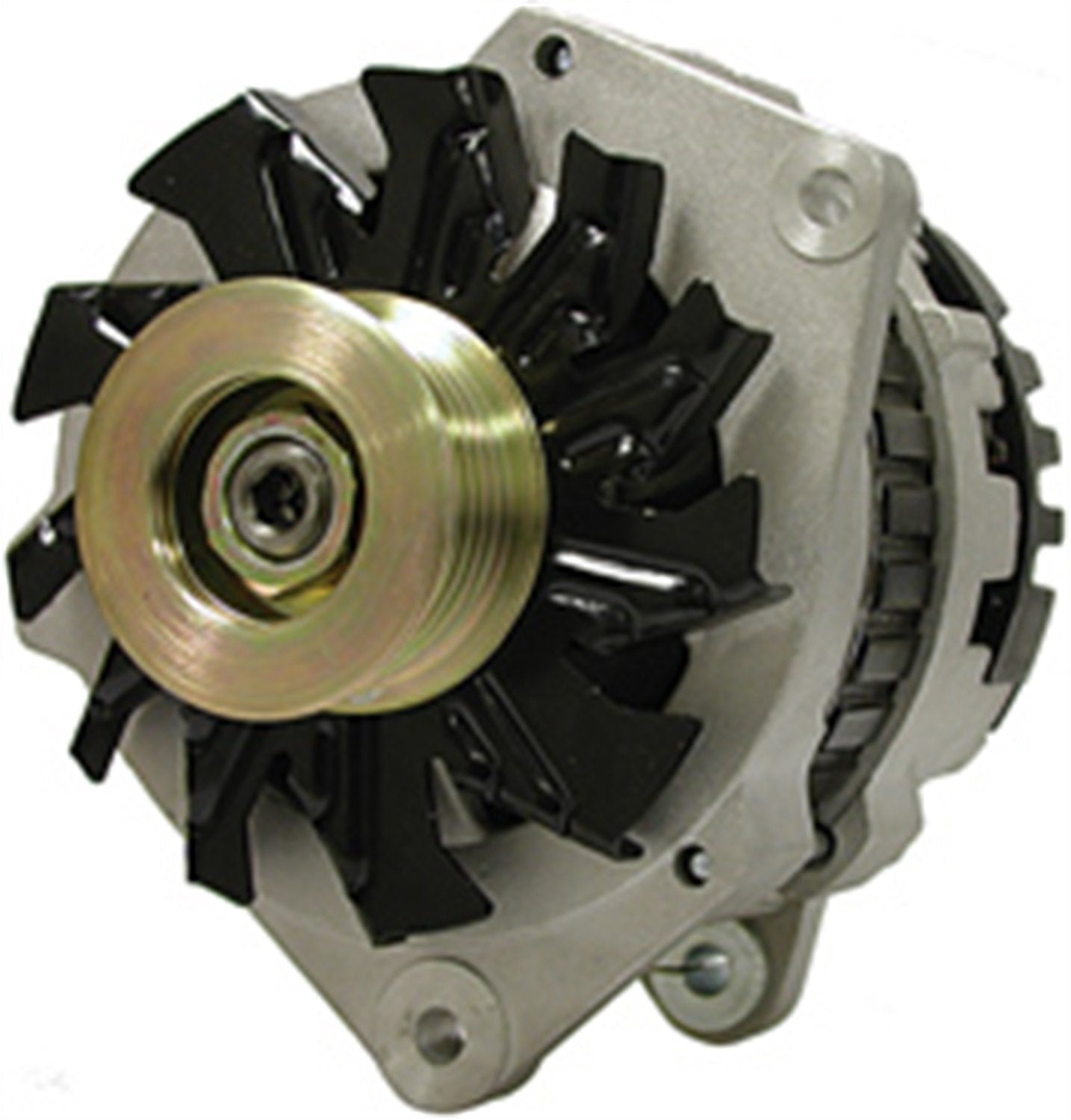 Alt GM CS144 Powermaster Black 200A 6 grv Pulley/Baffle Str MTG Unthreaded MTG Ear 1-Wire or OE Hookup
