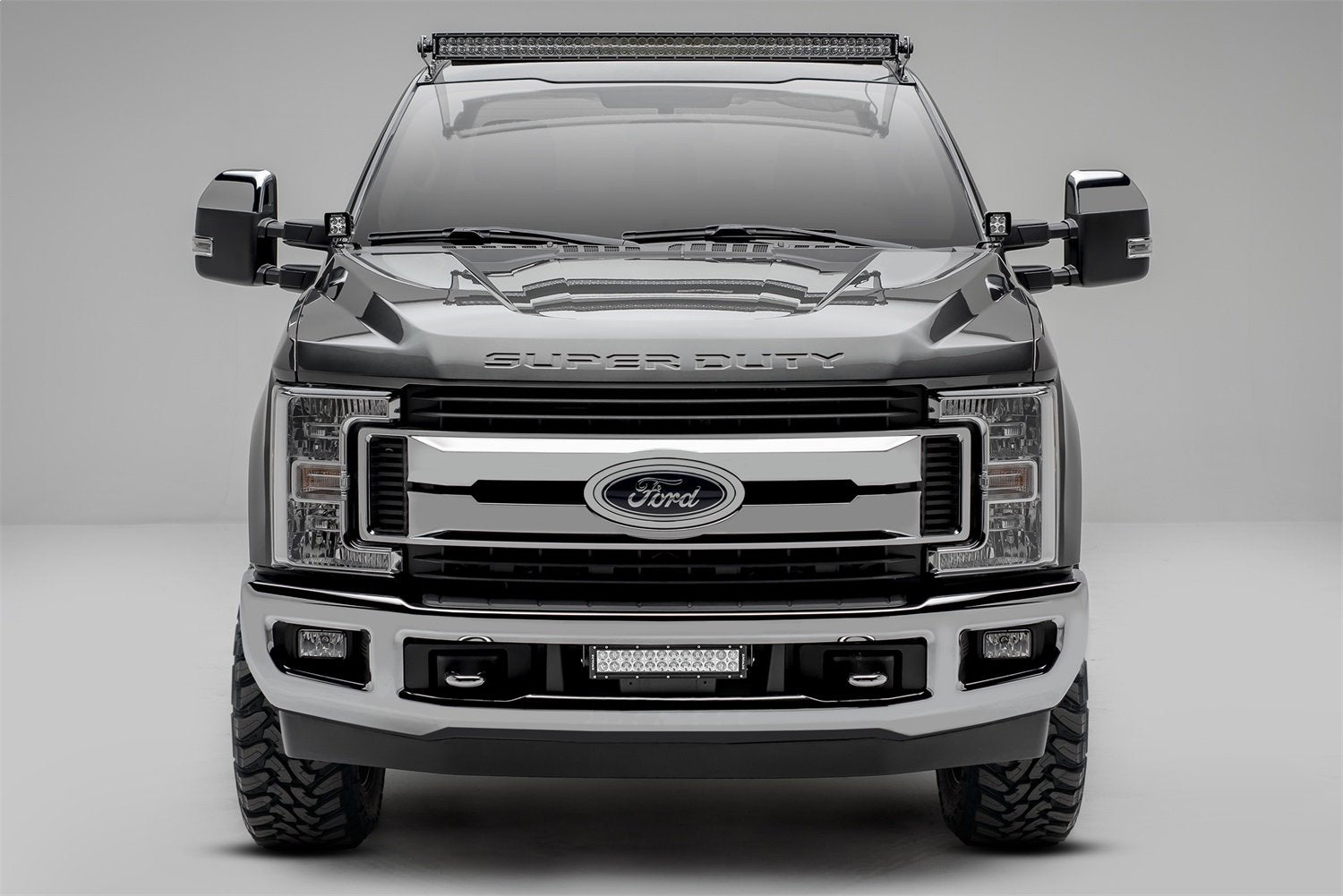ZROADZ Front Roof LED Bracket Compatible with Ford (2017-2022) to mount (1) 52 Inch Curved LED Light Bar - PN #Z335471, Black