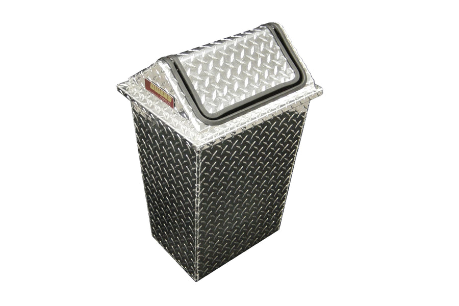 RaceMates Owens Products 39148 Garage & Trailer Storage Systems Diamond Tread Aluminum Trash Can with Swinging Lid