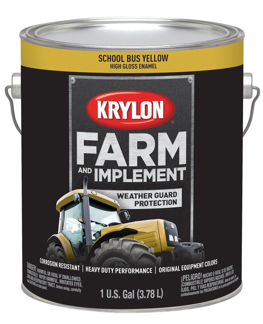 Krylon Brush On-Paint Farm & Implement, High Gloss, School Bus Yellow, 1 Gallon
