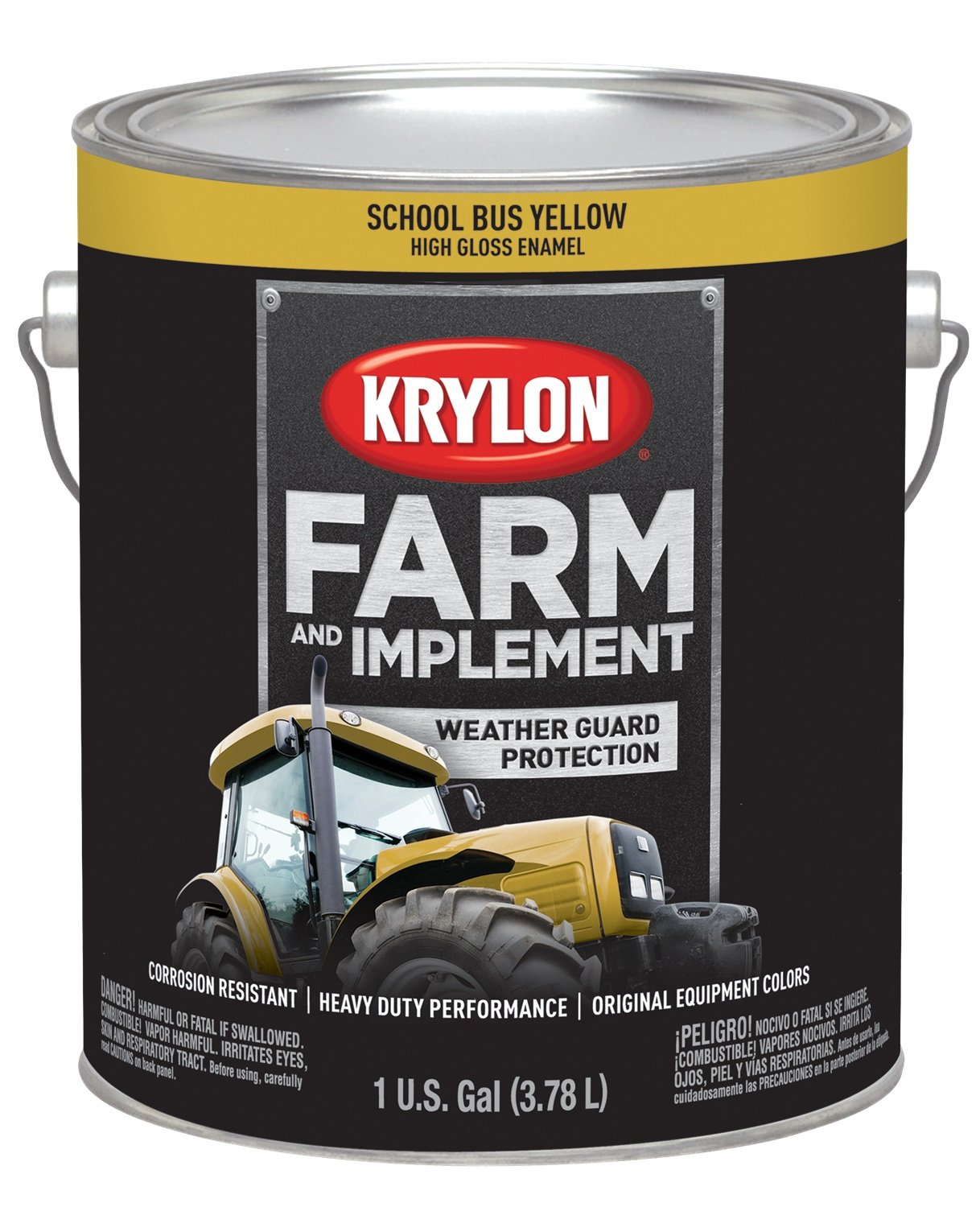 Krylon Brush On-Paint Farm & Implement, High Gloss, School Bus Yellow, 1 Gallon