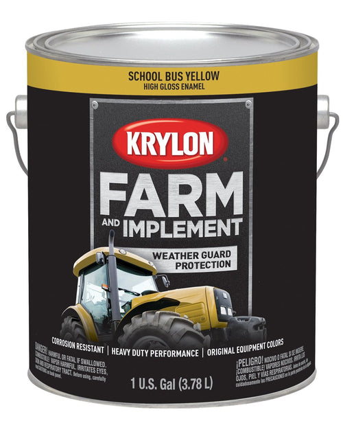 Krylon Brush On-Paint Farm & Implement, High Gloss, School Bus Yellow, 1 Gallon