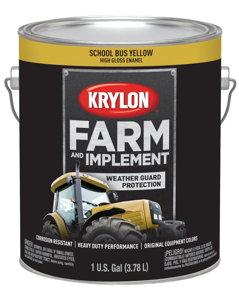 Krylon Brush On-Paint Farm & Implement, High Gloss, School Bus Yellow, 1 Gallon