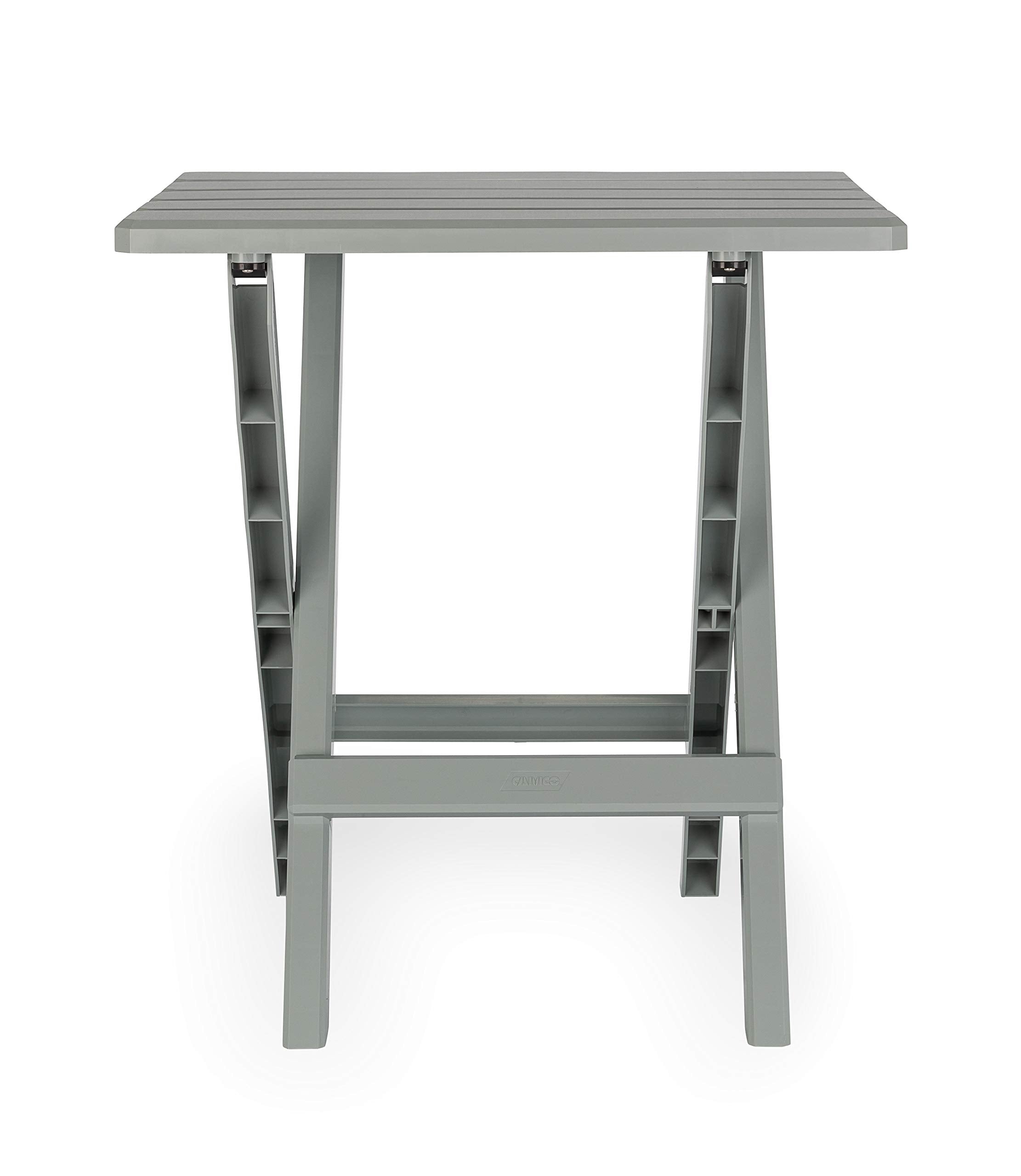 Camco 51692 Large Gray Adirondack Portable Outdoor Folding Side Table, Perfect for The Beach, Camping, Picnics, Cookouts and More, Weatherproof and Rust Resistant