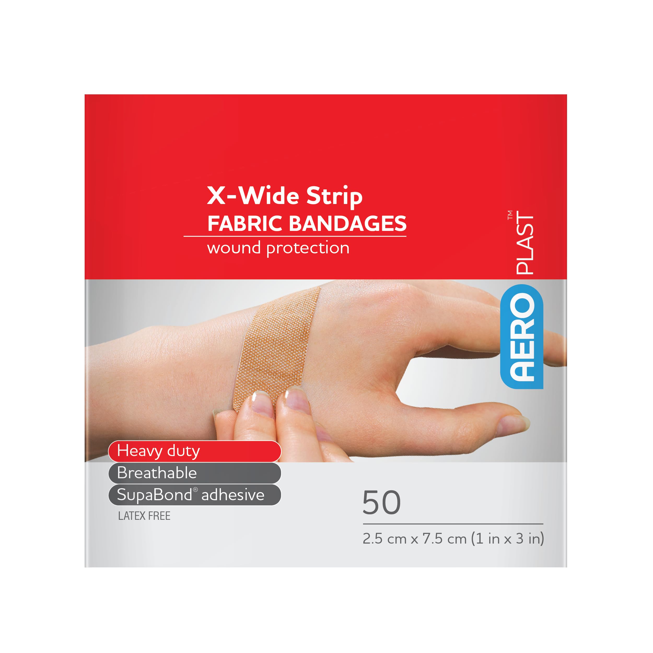 Fabric AEROPLAST X-Wide Strip Bandages 1in x 3in 50/box