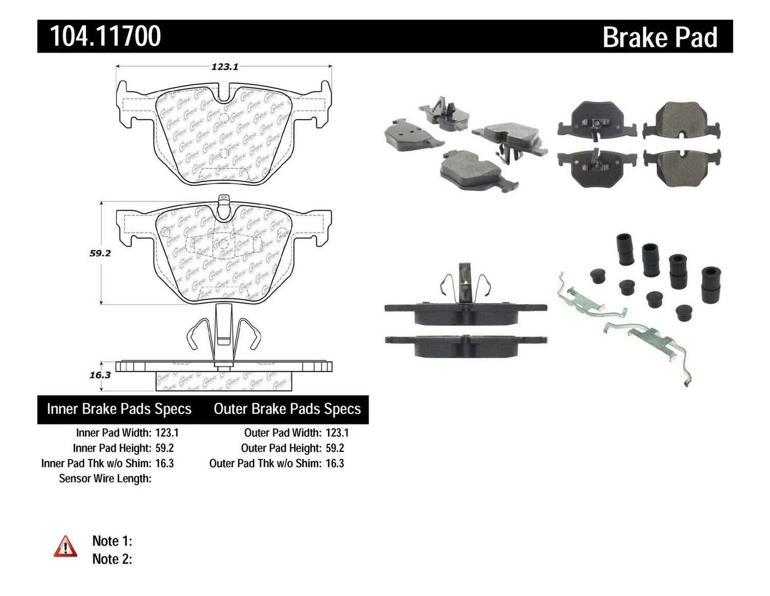 104.11700 Centric Ceramic Brake Pad