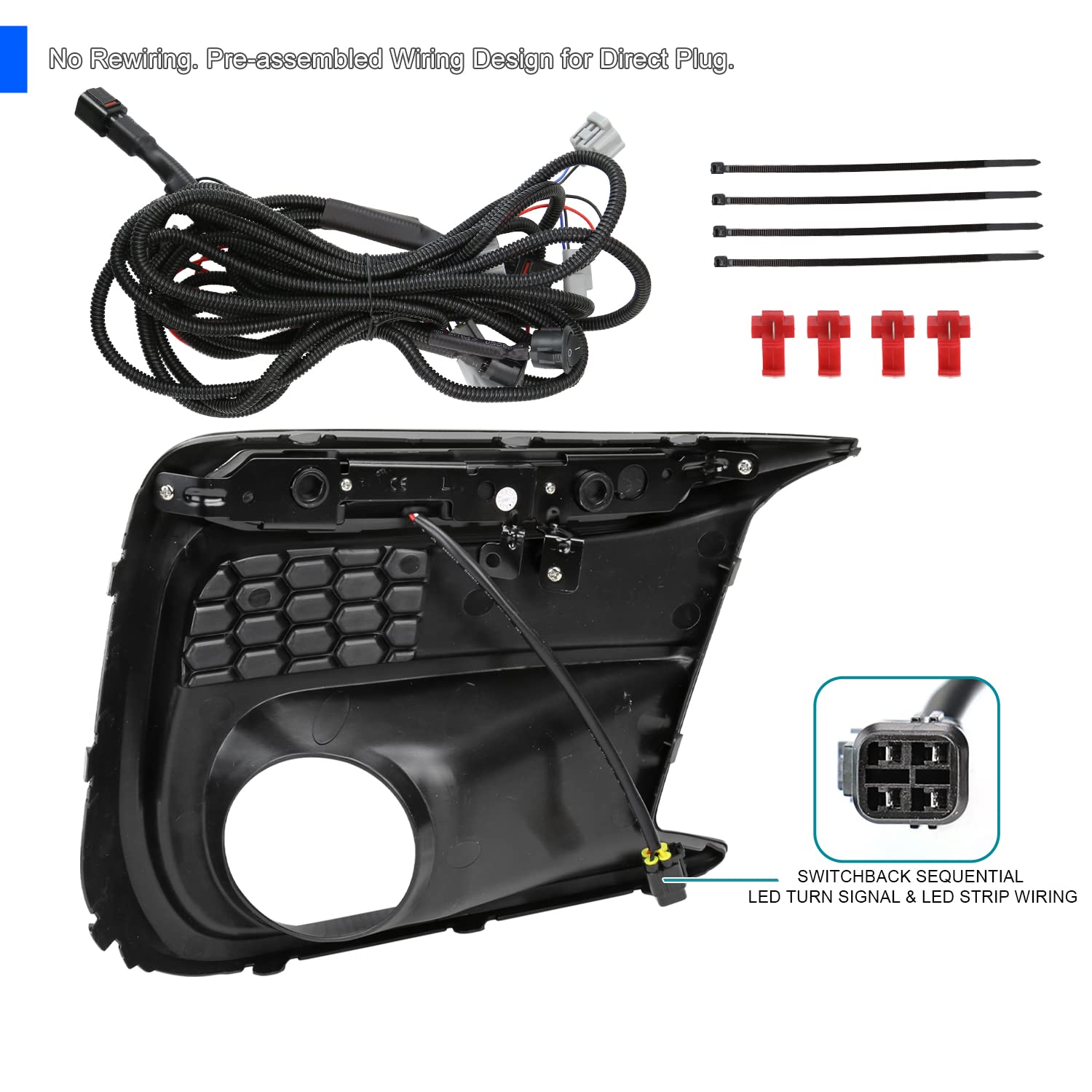 Switchback LED DRL Sequential Fog Lights Bezel Spec-D Tuning Compatible with 2018-2021 Subaru WRX STI