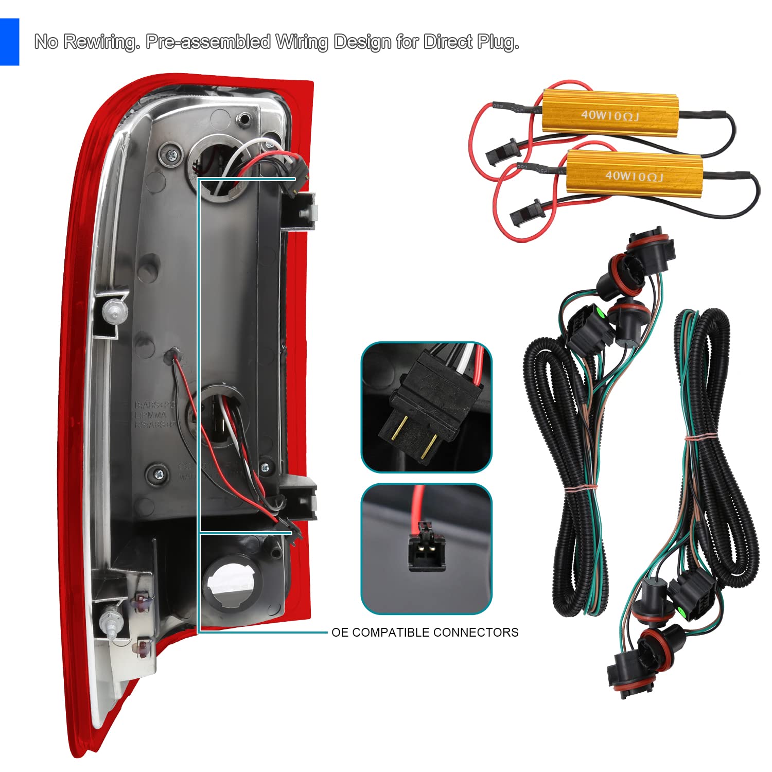 Red LED Tail Lights SPEC-D TUNING Compatible with 2007-2013 Chevy Silverado 1500 2500 3500, Left + Right Pair Assembly