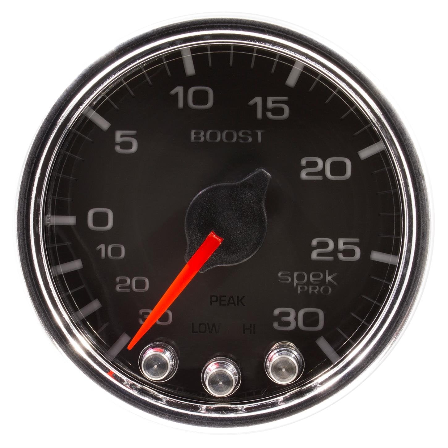 AutoMeter Gauge P30231 Boost (Spek-Pro 2 1/16", 30Inhg-30Psi, Stepper Motorwith Peak & Warn, Black/Chrome, Spek-Pro)