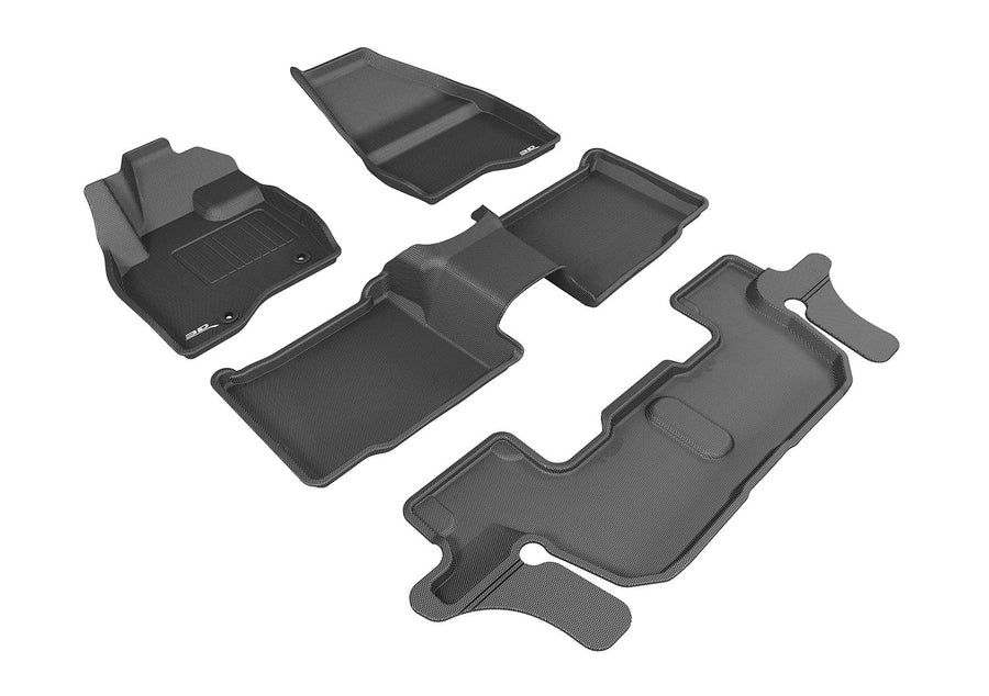 Kagu 3D MAXpider Custom Fit Floor Mat (Black) Compatible with Ford Explorer 2015-2016 (w/ 2nd Row Bucket Seat w/Center Console) - Full Set